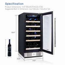 Kalamera 15'' Built-in 30 Bottle Wine Cooler