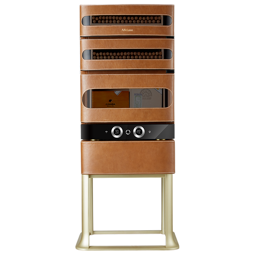 Afidano 1.7 cu.ft Genuine Leather Cigar Humidor with Precise Temperature and Humidity Control