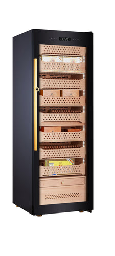 Afidano 1500 Count Cigar Humidor Cabinet Exterior in Steel, Temperature and Humidity Control with Touch Panel