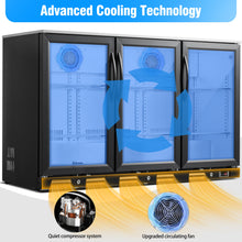 Kalamera three-door 11.2cu.ft back bar undercounter commercial beverage cooler