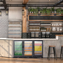 Kalamera three-door 11.2cu.ft back bar undercounter commercial beverage cooler with 304 S/S top board