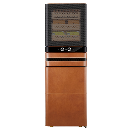 Afidano 2200 Ct Cigar Humidor, Temperature and Humidity Control with Classic Leather and Spanish Cedar Drawers