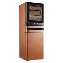 Afidano 2200 Ct Cigar Humidor, Temperature and Humidity Control with Classic Leather and Spanish Cedar Drawers