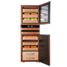Afidano 2200 Ct Cigar Humidor, Temperature and Humidity Control with Classic Leather and Spanish Cedar Drawers