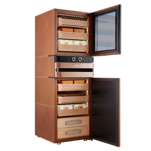 Afidano 2200 Ct Cigar Humidor, Temperature and Humidity Control with Classic Leather and Spanish Cedar Drawers
