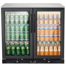 Kalamera two-door 7.3cu.ft back bar undercounter commercial beverage cooler with 304 S/S top board