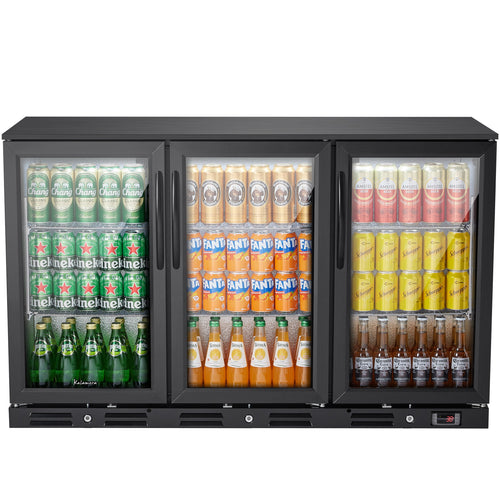 Kalamera three-door 11.2cu.ft back bar undercounter commercial beverage cooler