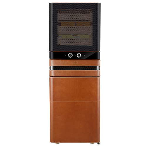 Click to expand  272A Cigar Humidor front.jpg__PID:62ea1bc0-c326-418e-8777-08567bf1f86f     Afidano 1500 Ct Cigar Humidor, Temperature and Humidity Control with Classic Leather and Spanish Cedar Drawers
