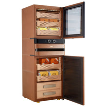 Click to expand  272A Cigar Humidor front.jpg__PID:62ea1bc0-c326-418e-8777-08567bf1f86f     Afidano 1500 Ct Cigar Humidor, Temperature and Humidity Control with Classic Leather and Spanish Cedar Drawers