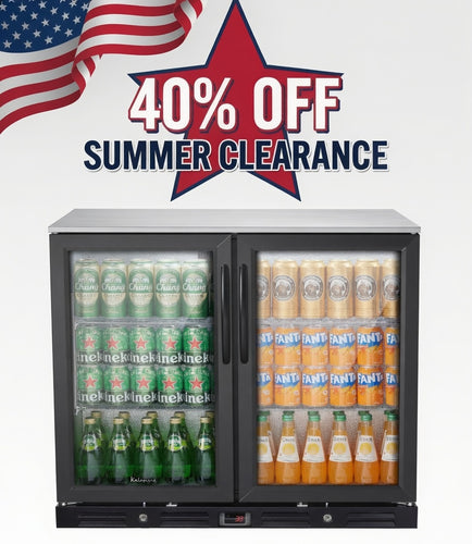Kalamera two-door 7.3cu.ft back bar undercounter commercial beverage cooler with 304 S/S top board
